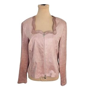 Joseph Ribkoff Pink Blazer / Sweater with Unique Neckline Sz 12